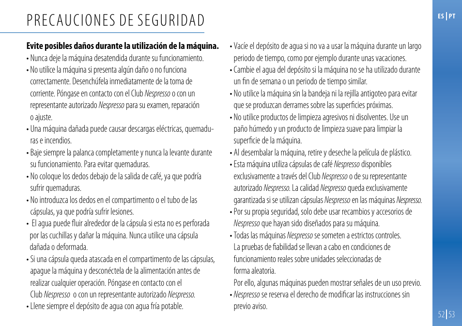 Precauciones de seguridad | Nespresso Essenza C99 User Manual | Page 51 / 140