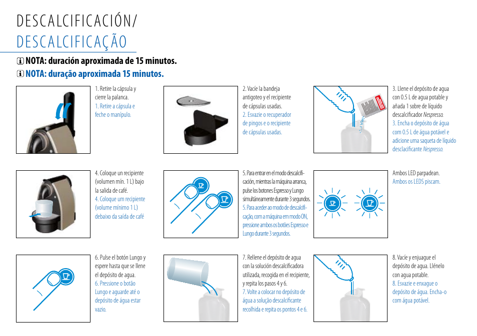 Descalcificación/ descalcificação | Nespresso Essenza C99 User Manual | Page 64 / 140