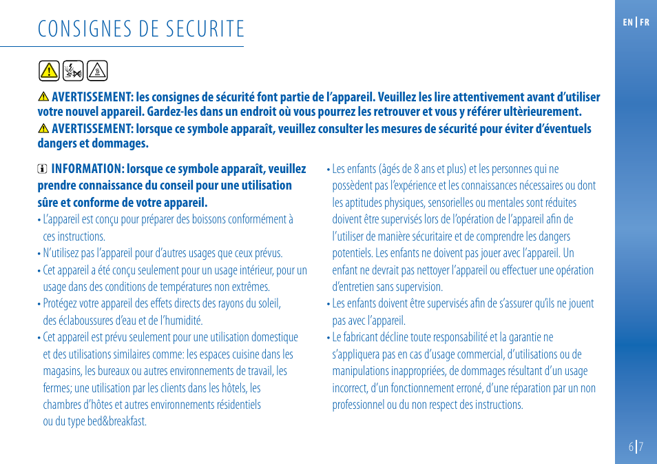 Consignes de securite | Nespresso Essenza C99 User Manual | Page 7 / 140