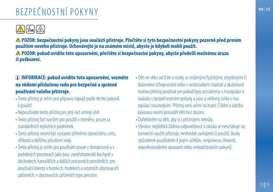 Bezpečnostní pokyny | Nespresso Essenza C99 User Manual | Page 76 / 140