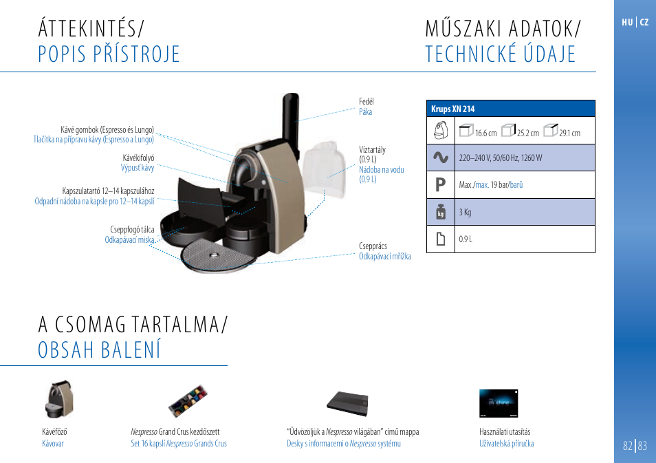 Műszaki adatok/ technické údaje | Nespresso Essenza C99 User Manual | Page 80 / 140