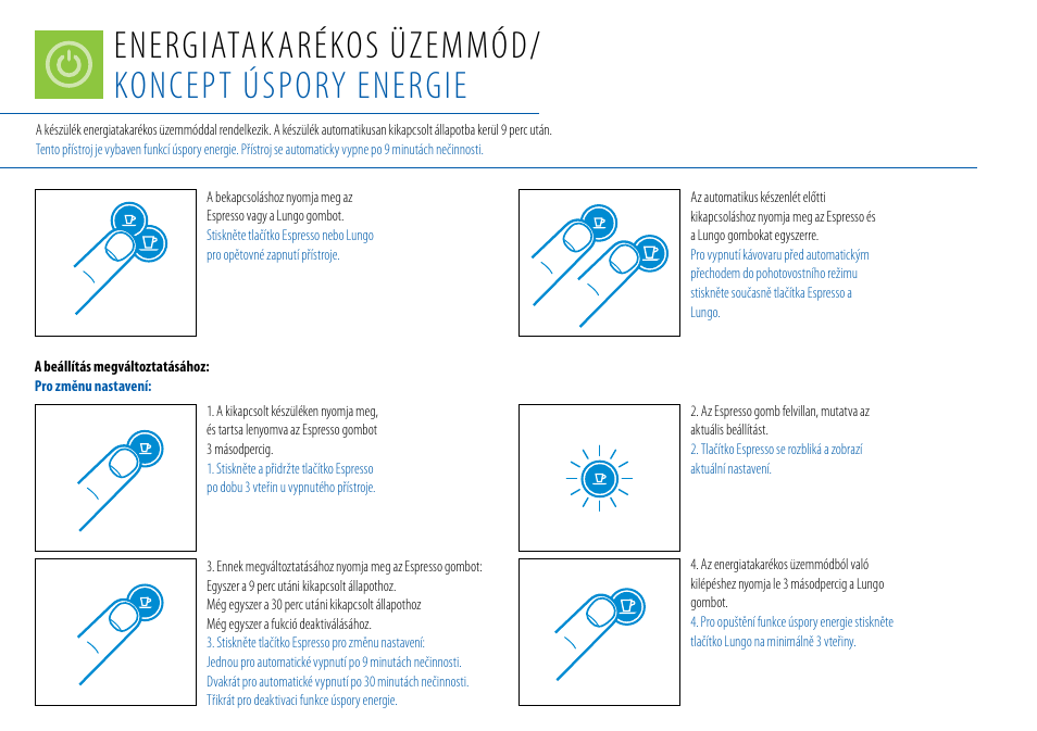 Energiatakarékos üzemmód/ koncept úspory energie | Nespresso Essenza C99 User Manual | Page 81 / 140