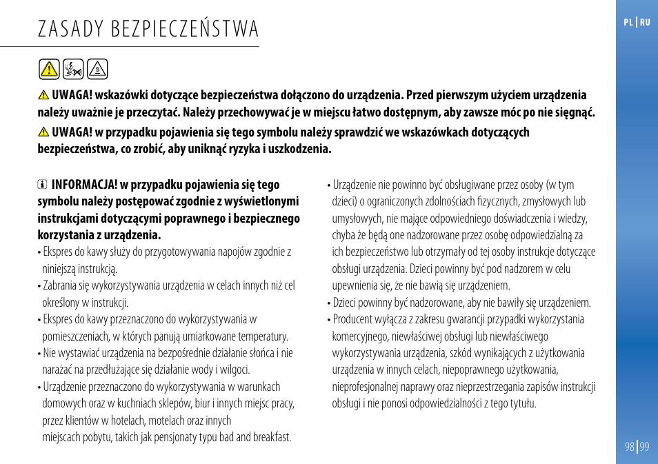 Zasady bezpieczeństwa | Nespresso Essenza C99 User Manual | Page 95 / 140