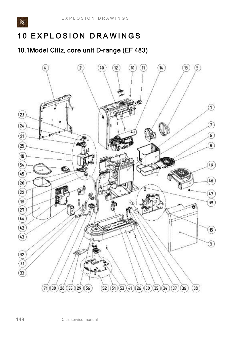 1model citiz, core unit d­range (ef 483) | Nespresso Citiz & Co  EF 488 User Manual | Page 148 / 158