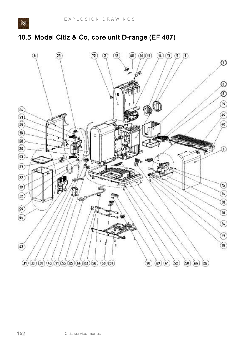 5 model citiz & co, core unit d­range (ef 487) | Nespresso Citiz & Co  EF 488 User Manual | Page 152 / 158