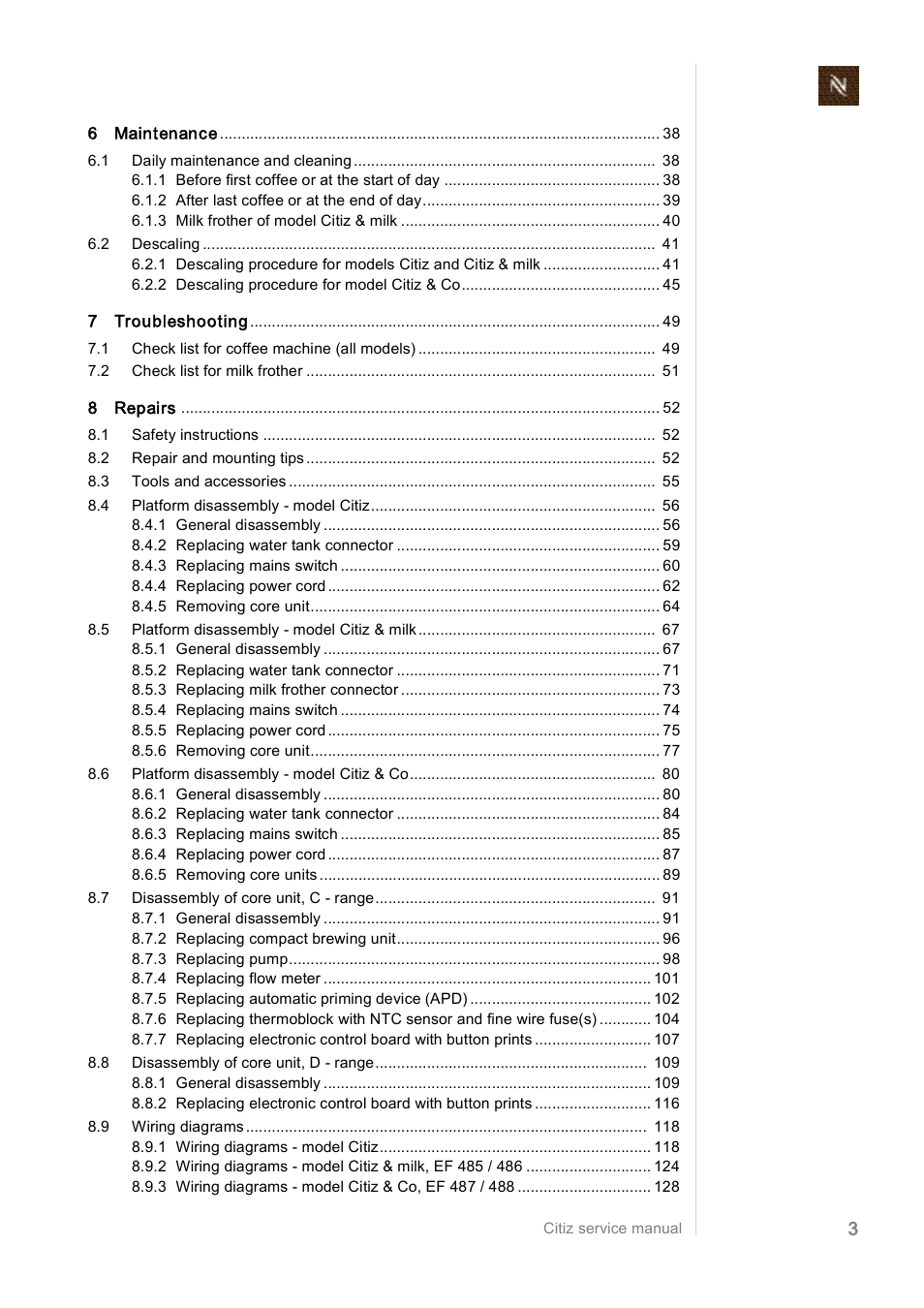 Nespresso Citiz & Co  EF 488 User Manual | Page 3 / 158