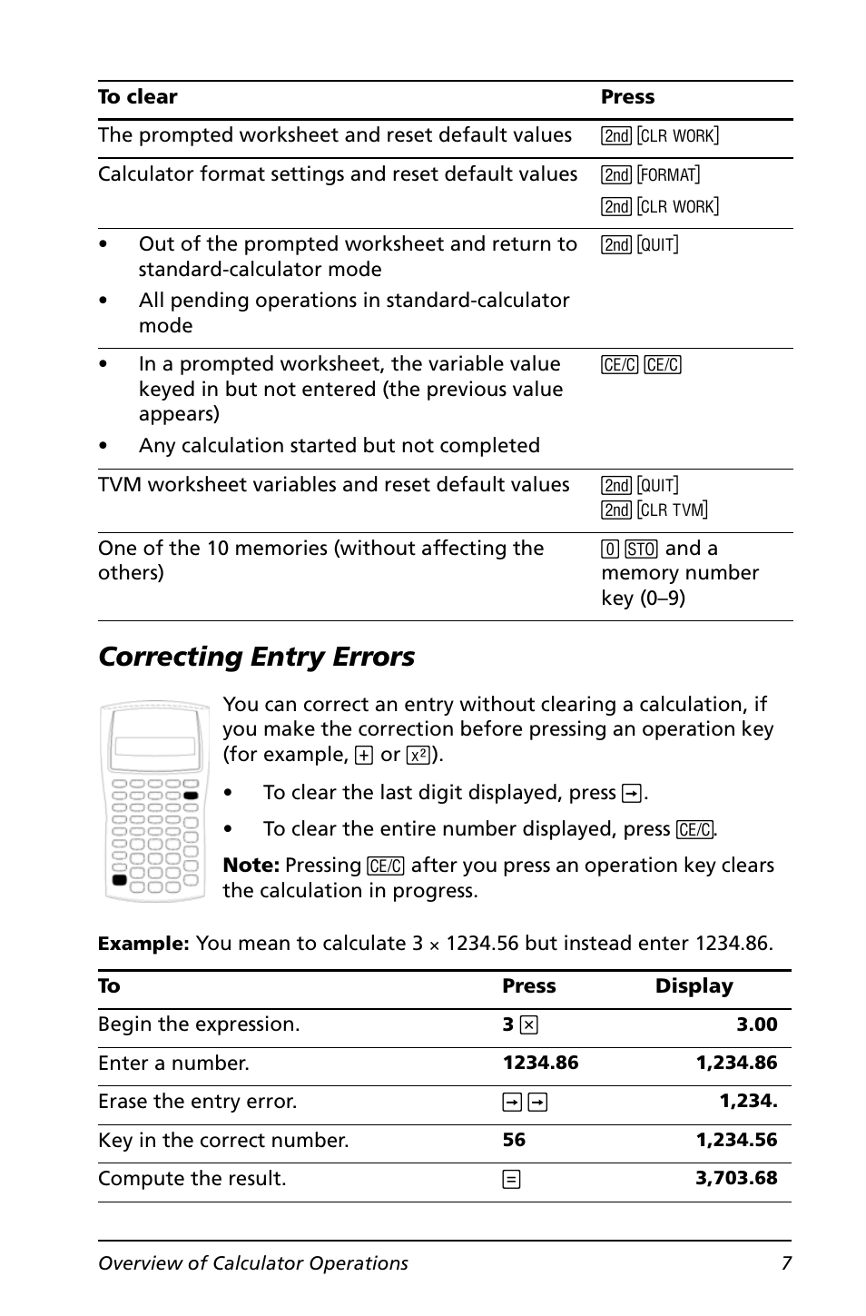 Correcting entry errors | Texas Instruments BA II PLUS User Manual | Page 11 / 114