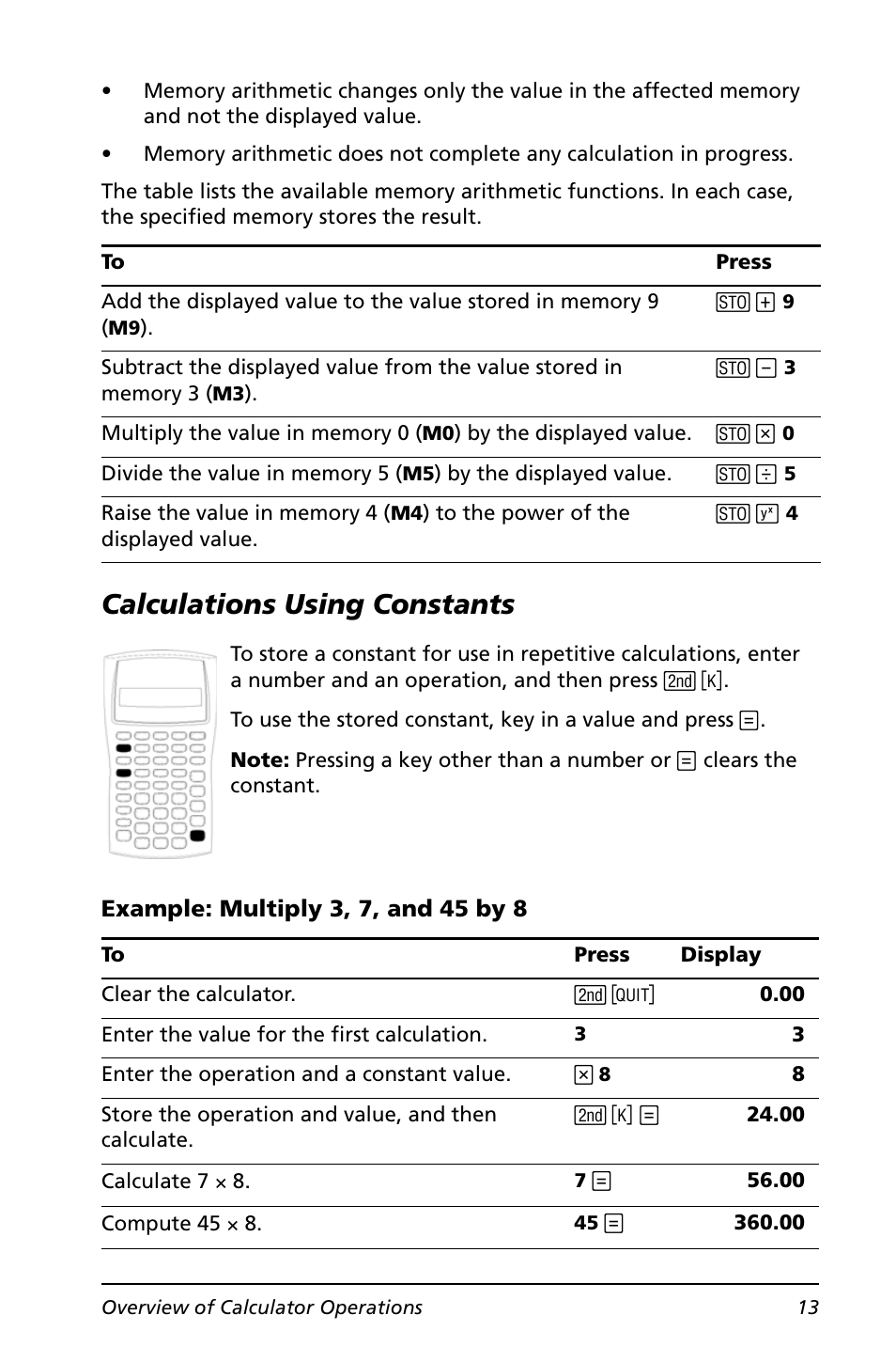 Calculations using constants | Texas Instruments BA II PLUS User Manual | Page 17 / 114