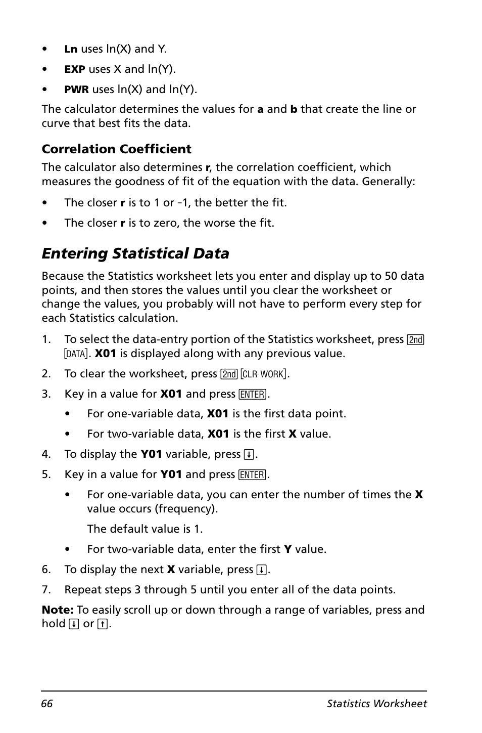 Entering statistical data | Texas Instruments BA II PLUS User Manual | Page 70 / 114