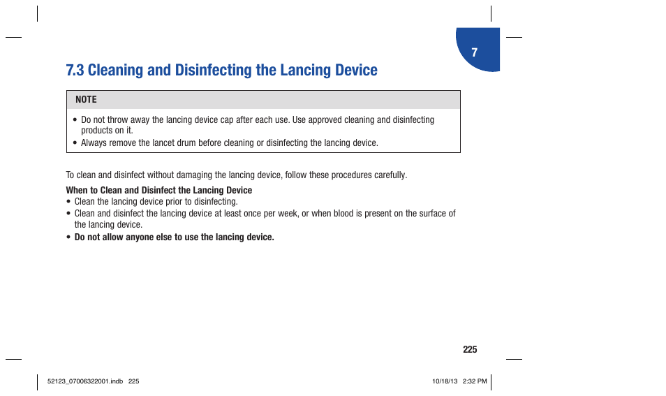 3 cleaning and disinfecting the lancing device | Accu-Chek Aviva Expert User Manual | Page 233 / 304