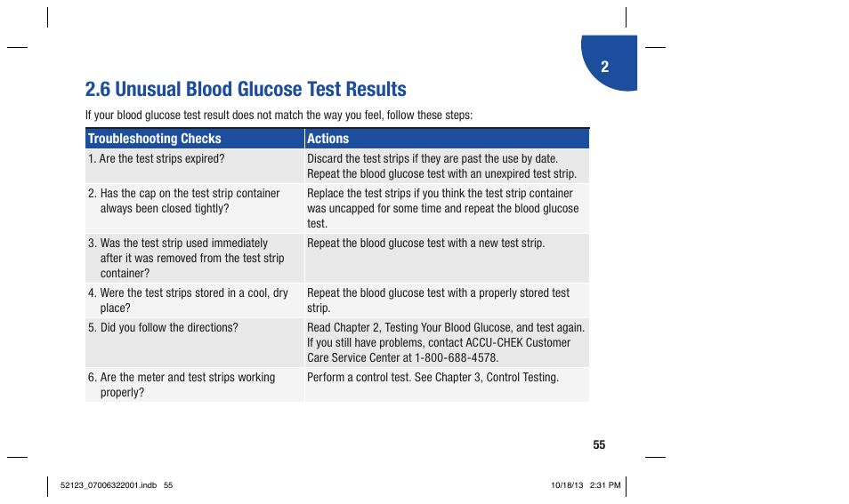 6 unusual blood glucose test results | Accu-Chek Aviva Expert User Manual | Page 63 / 304
