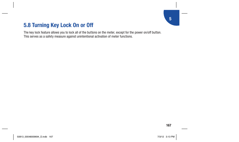 8 turning key lock on or off | Accu-Chek Aviva Combo User Manual | Page 169 / 282