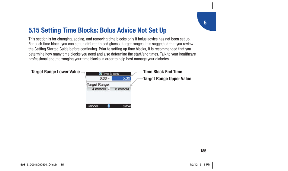 15 setting time blocks: bolus advice not set up | Accu-Chek Aviva Combo User Manual | Page 187 / 282
