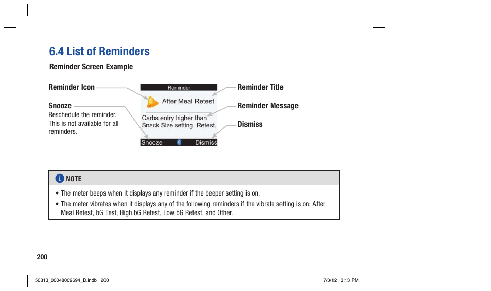 4 list of reminders | Accu-Chek Aviva Combo User Manual | Page 202 / 282