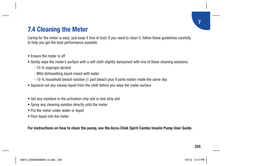 4 cleaning the meter | Accu-Chek Aviva Combo User Manual | Page 227 / 282