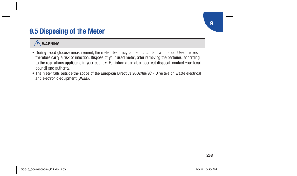 5 disposing of the meter | Accu-Chek Aviva Combo User Manual | Page 255 / 282