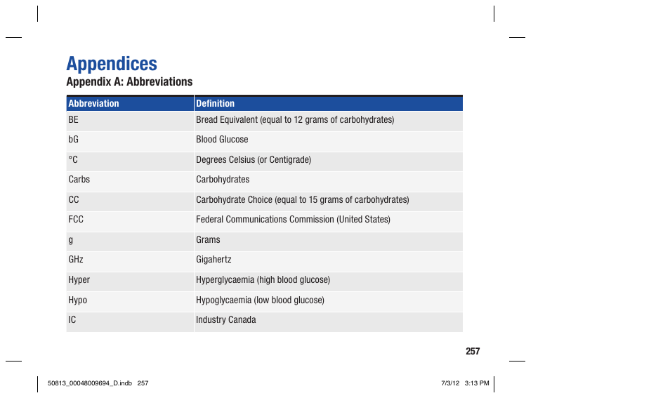 Appendices | Accu-Chek Aviva Combo User Manual | Page 259 / 282