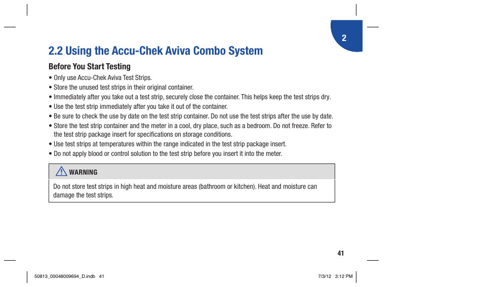2 using the accu-chek aviva combo system | Accu-Chek Aviva Combo User Manual | Page 43 / 282
