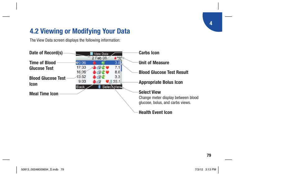 2 viewing or modifying your data | Accu-Chek Aviva Combo User Manual | Page 81 / 282