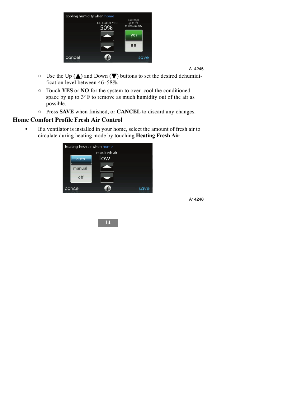 Home comfort profile fresh air control | Carrier Infinity SYSTXCCITC01-A User Manual | Page 20 / 68