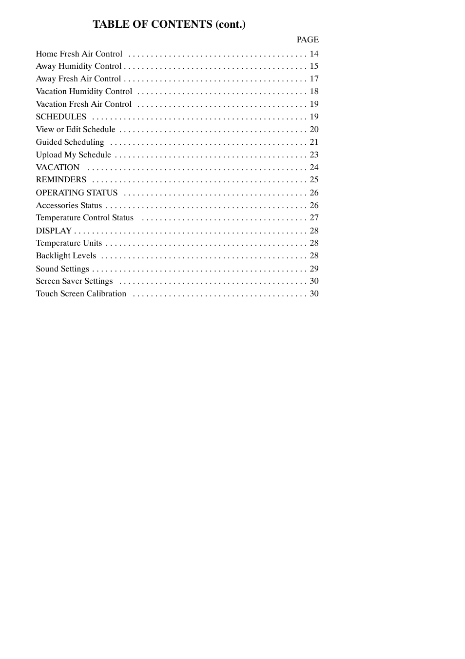 Table of contents (cont.) | Carrier Infinity SYSTXCCITC01-A User Manual | Page 4 / 68