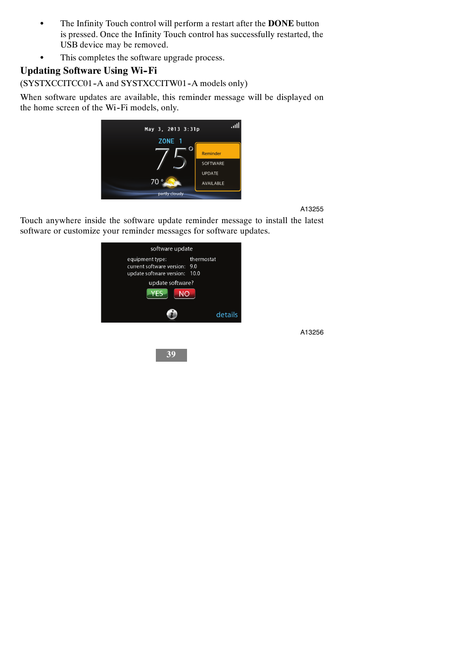 Updating software using wi--fi | Carrier Infinity SYSTXCCITC01-A User Manual | Page 45 / 68