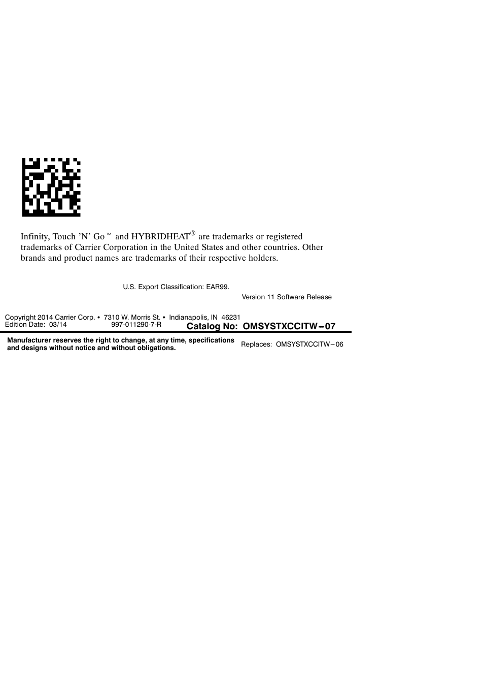 Carrier Infinity SYSTXCCITC01-A User Manual | Page 68 / 68