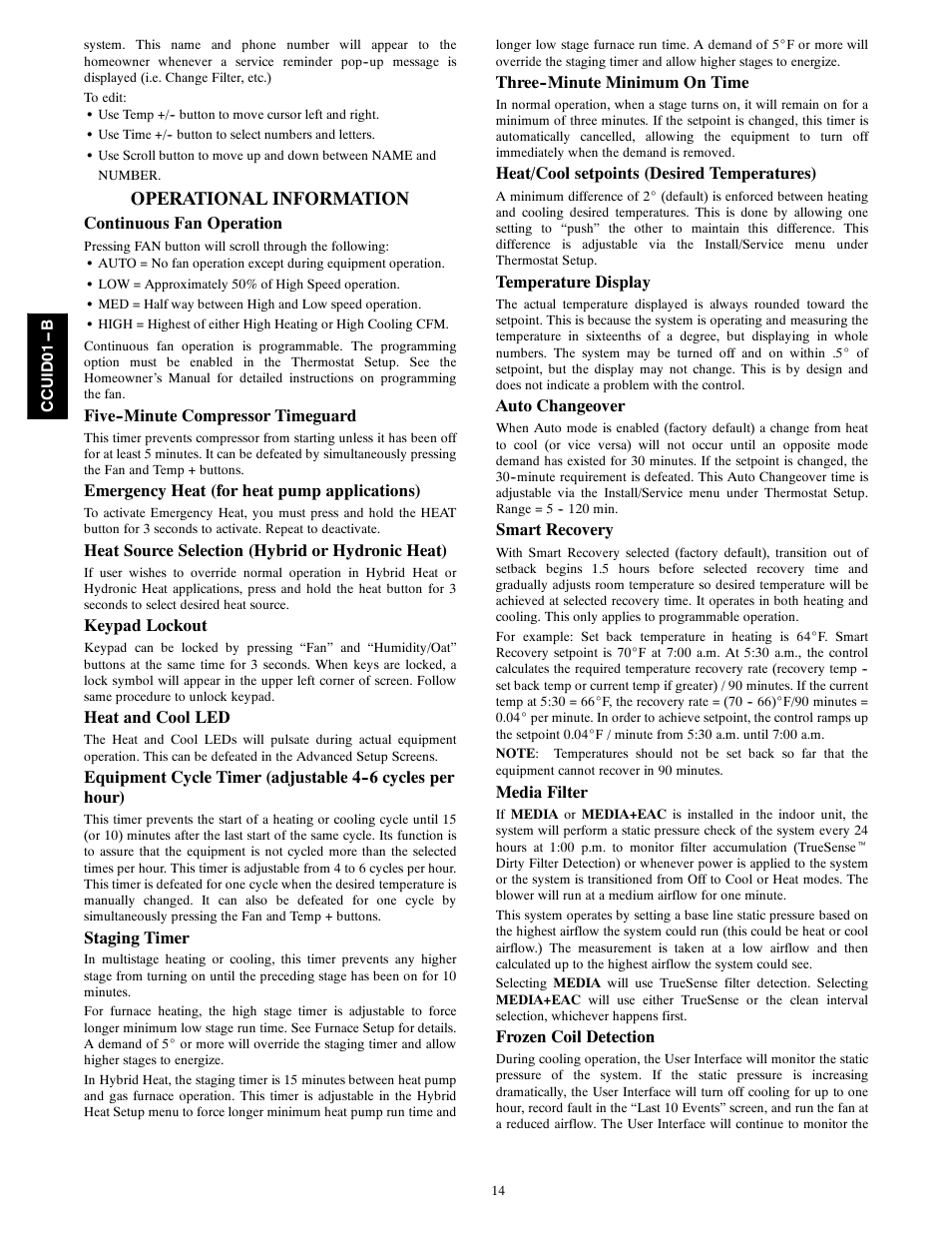 Operational information | Carrier Infinity SYSTXCCUID01- B  User Manual | Page 14 / 16