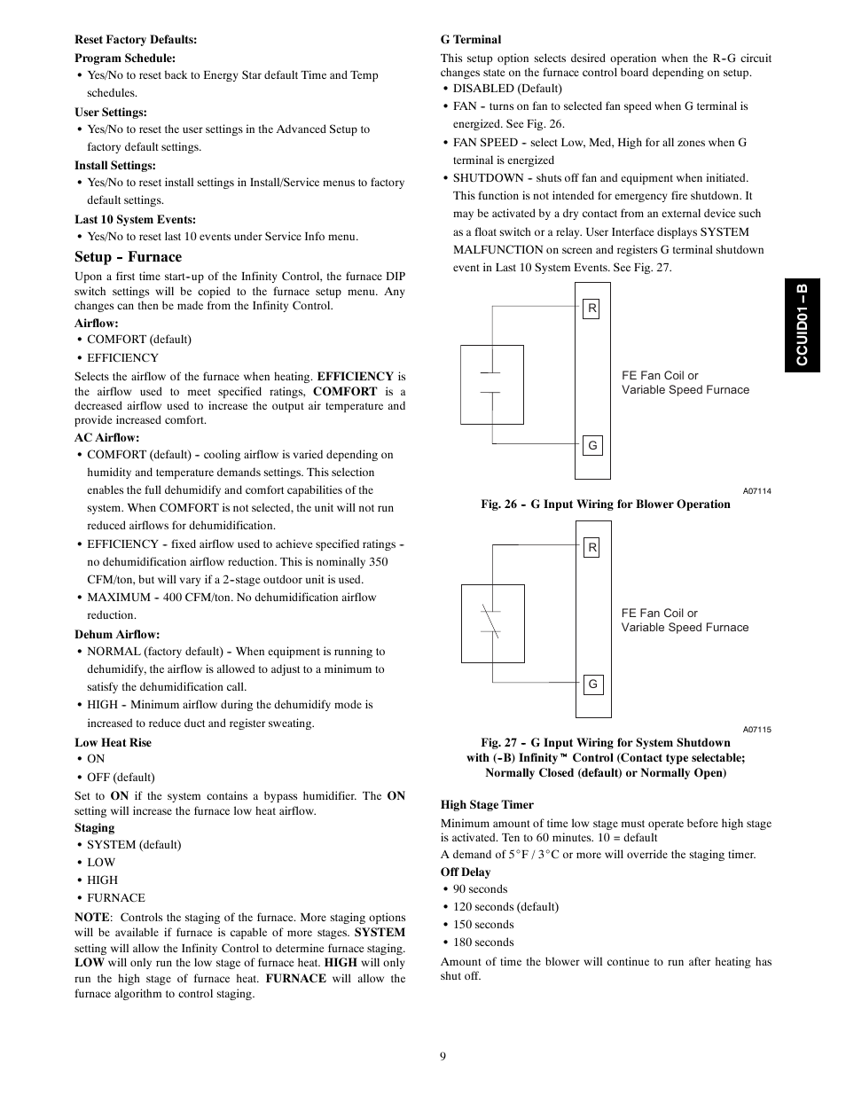 Setup -- furnace | Carrier Infinity SYSTXCCUID01- B  User Manual | Page 9 / 16