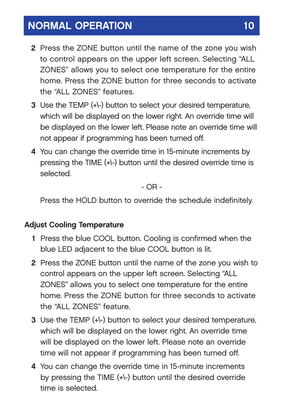 Normal operation 10 | Carrier  Infinity SYSTXCCUID01-V User Manual | Page 13 / 43