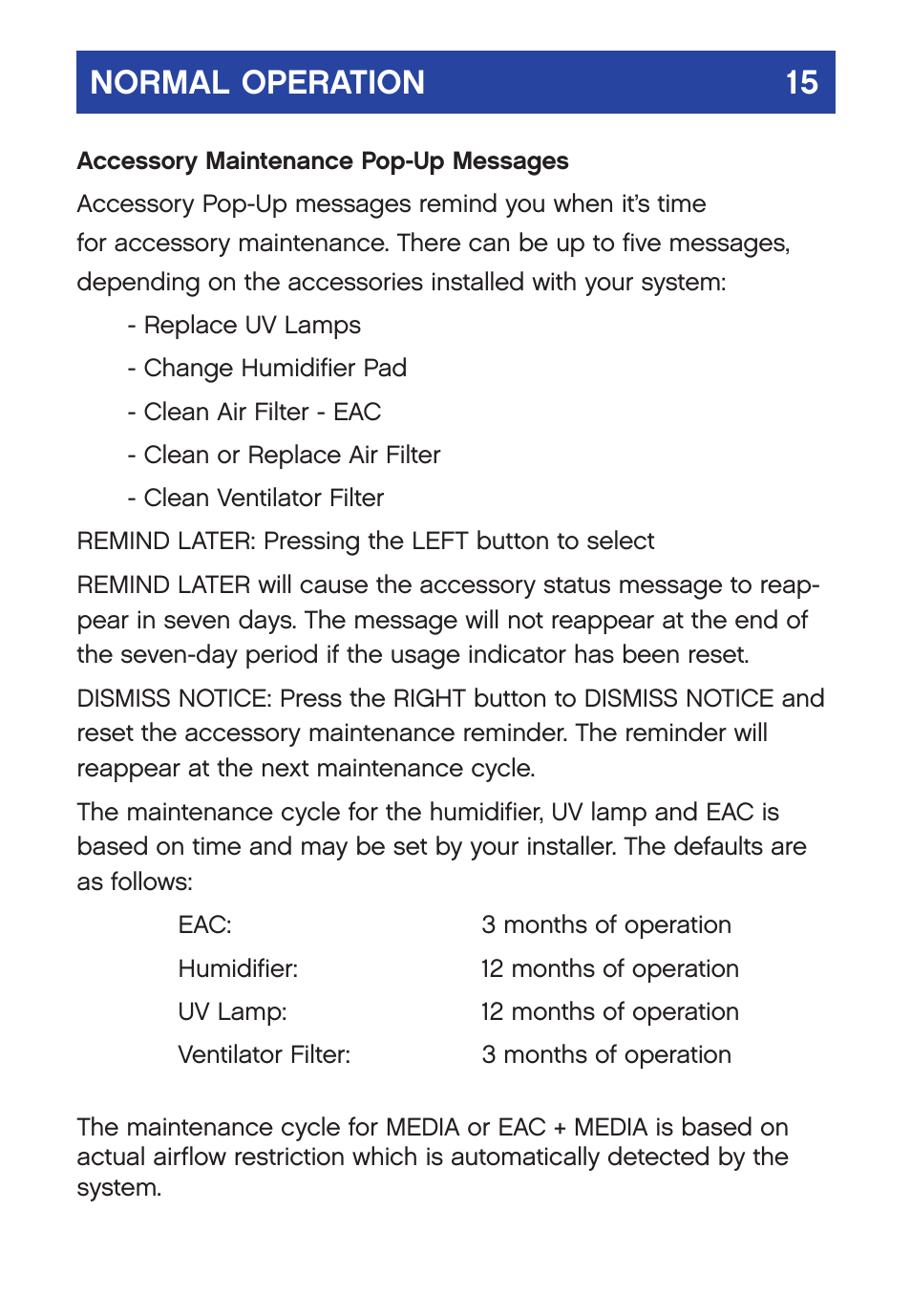 Normal operation 15 | Carrier  Infinity SYSTXCCUID01-V User Manual | Page 18 / 43