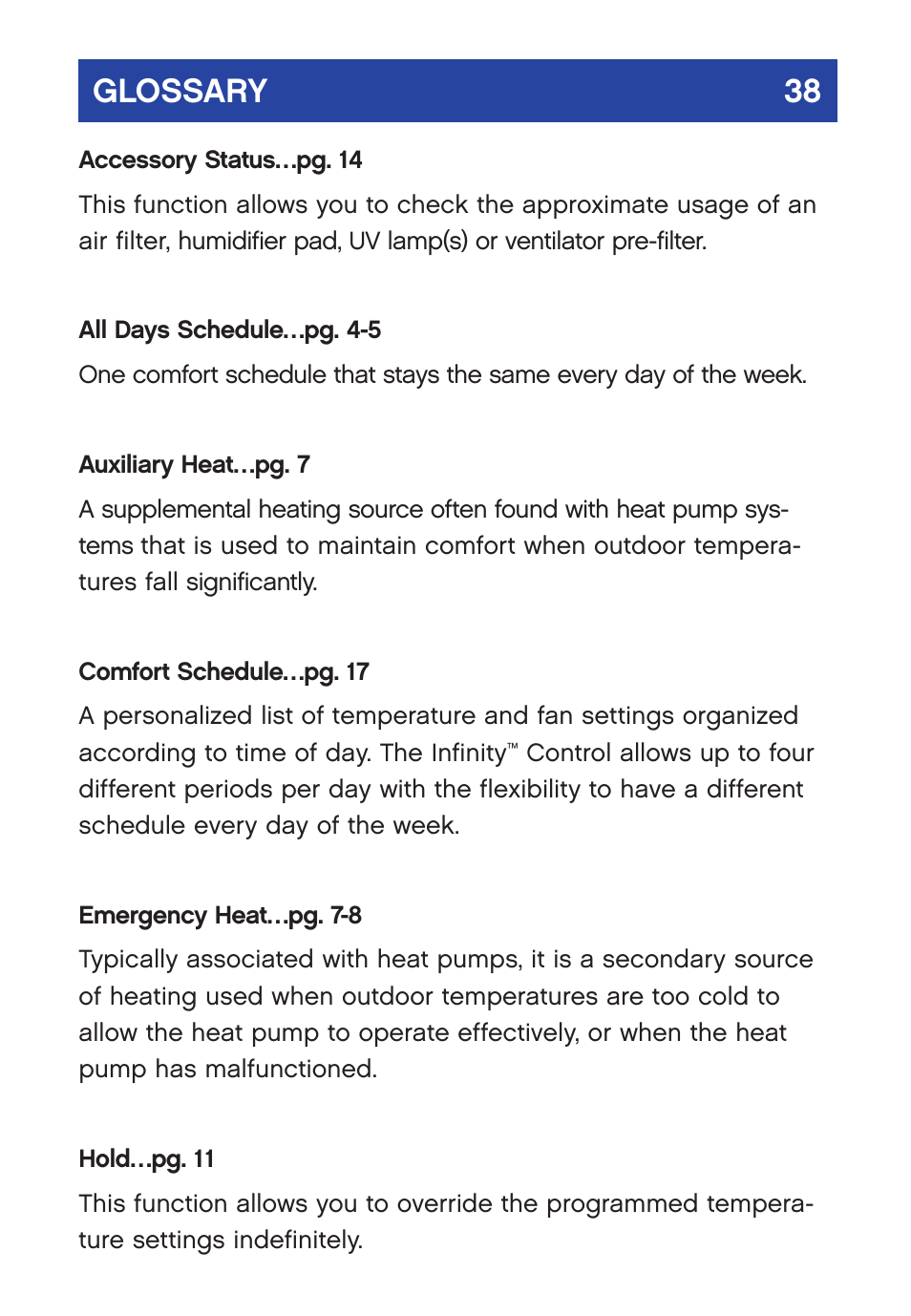 Glossary 38 | Carrier  Infinity SYSTXCCUID01-V User Manual | Page 41 / 43