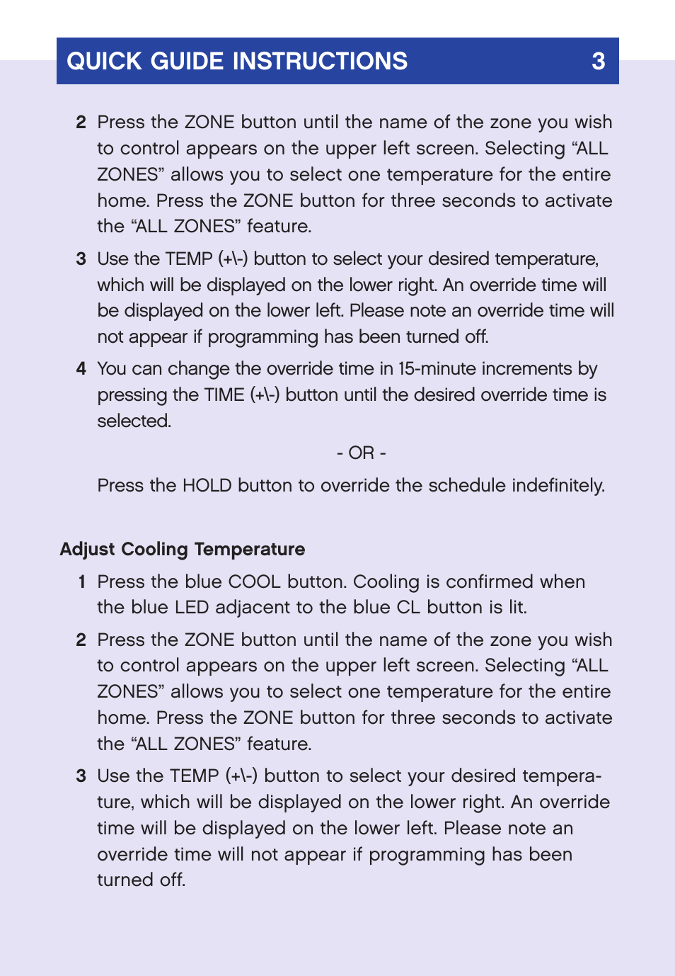 Quick guide instructions 3 | Carrier  Infinity SYSTXCCUID01-V User Manual | Page 6 / 43