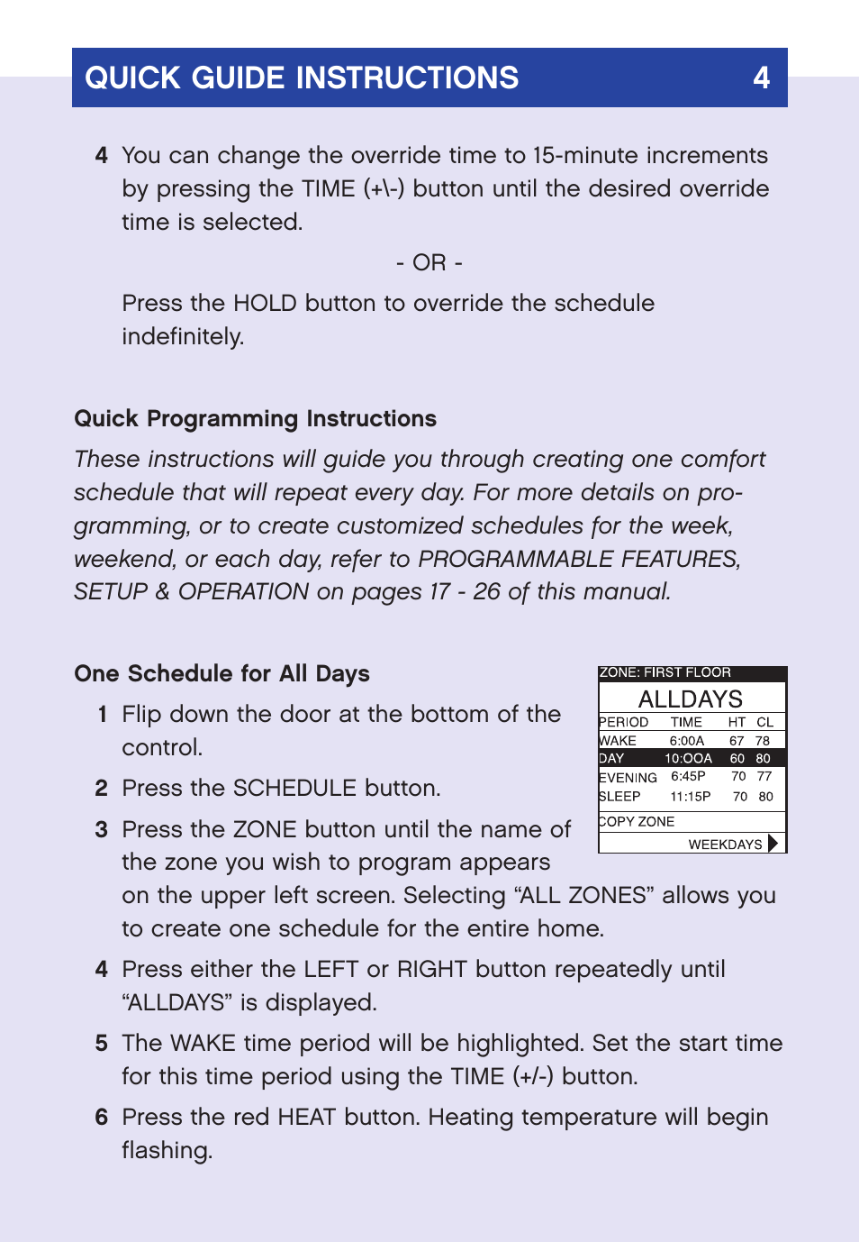 Quick guide instructions 4 | Carrier  Infinity SYSTXCCUID01-V User Manual | Page 7 / 43