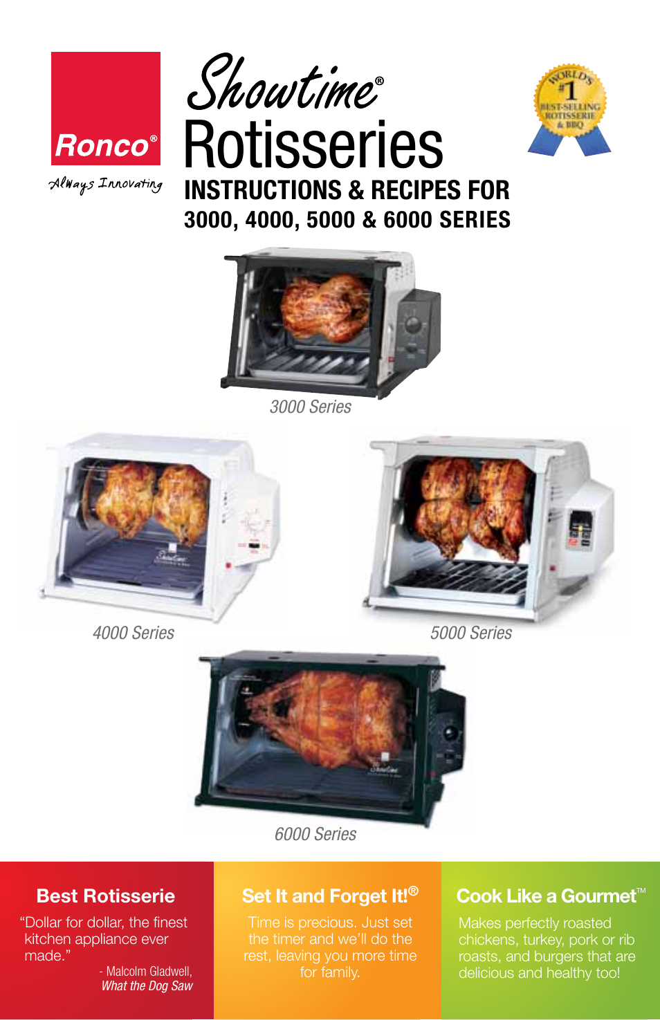 Ronco 6000 Series Standard Stainless Rotisserie Oven User Manual | 32 pages