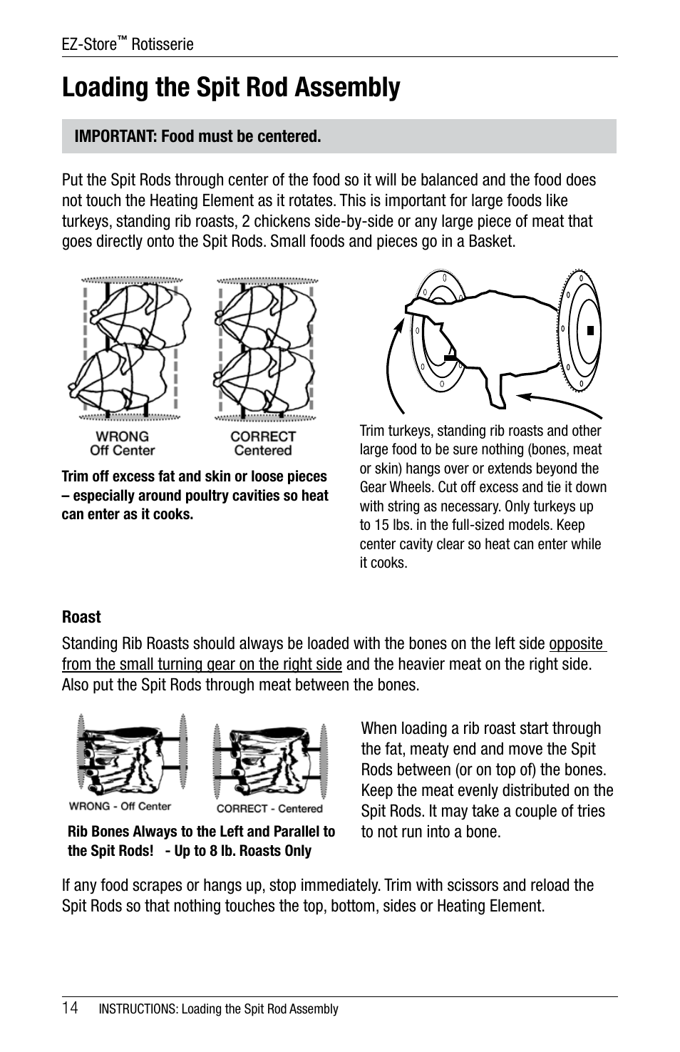 Loading the spit rod assembly | Ronco 5270 Series EZ-Store Stainless Rotisserie Oven User Manual | Page 14 / 32