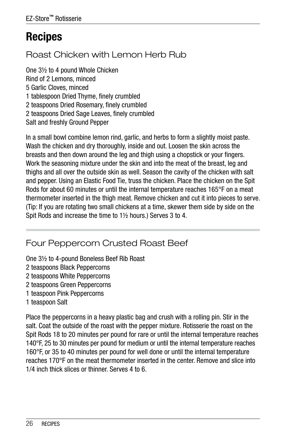 Recipes | Ronco 5270 Series EZ-Store Stainless Rotisserie Oven User Manual | Page 26 / 32