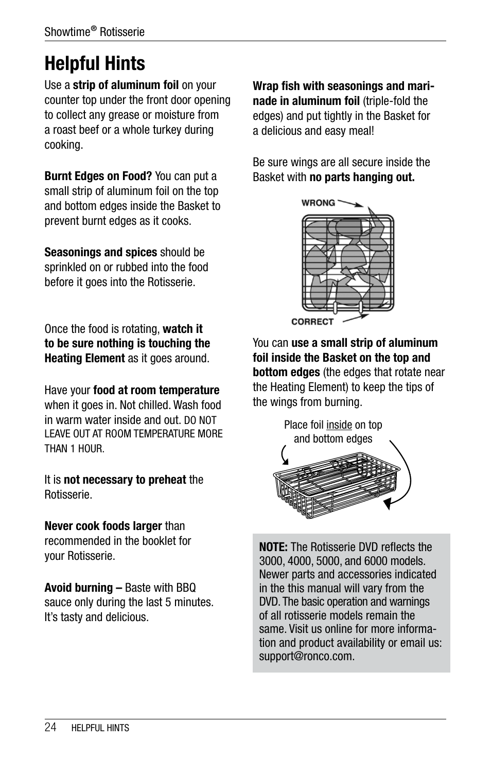 Helpful hints | Ronco 5500 Series Stainless Rotisserie Oven User Manual | Page 24 / 32