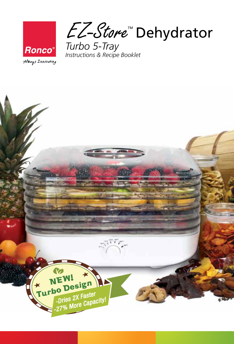 Ronco EZ-Store 5-Tray Turbo Dehydrator User Manual | 44 pages