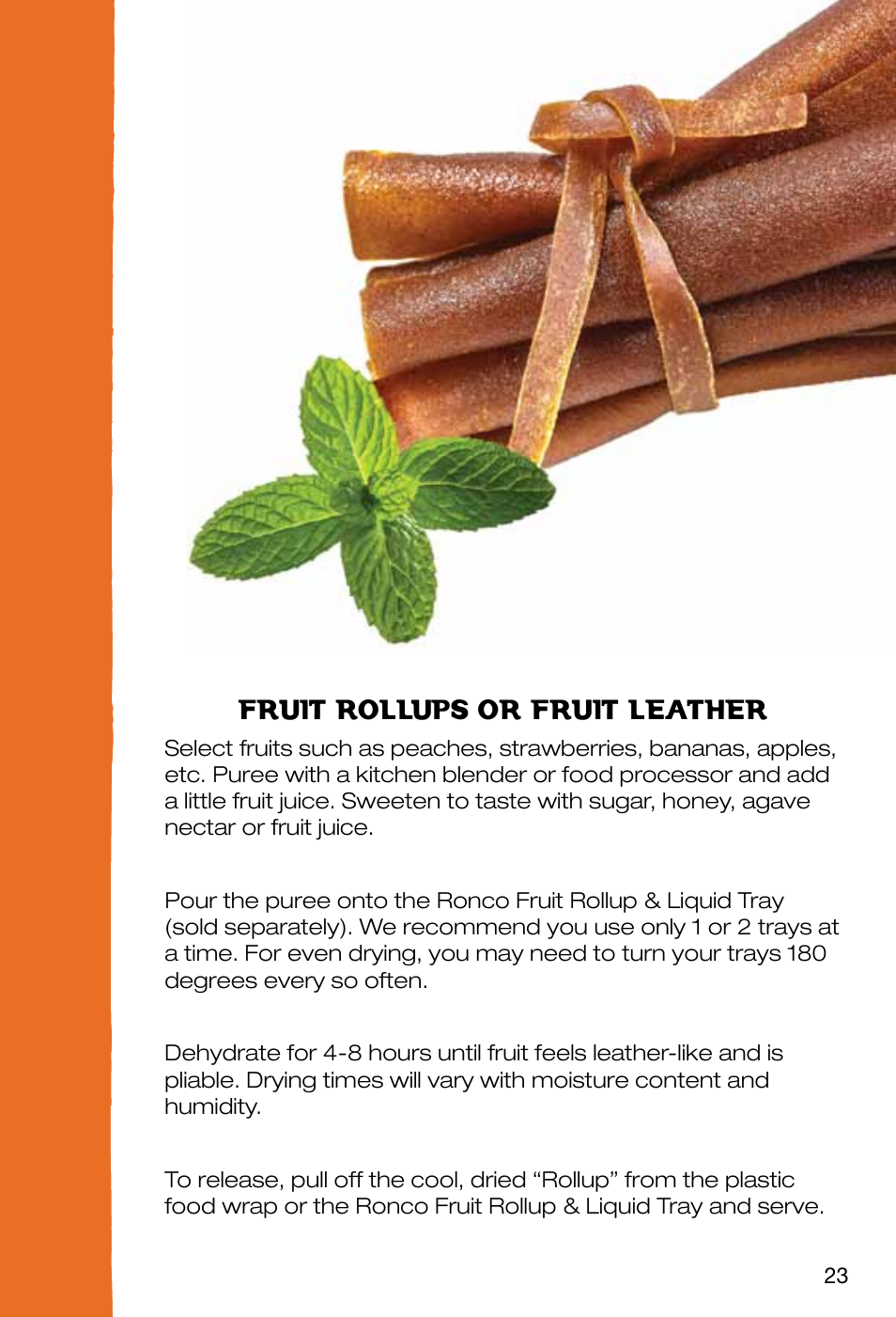 Fruit rollups or fruit leather | Ronco EZ-Store 5-Tray Turbo Dehydrator User Manual | Page 25 / 44