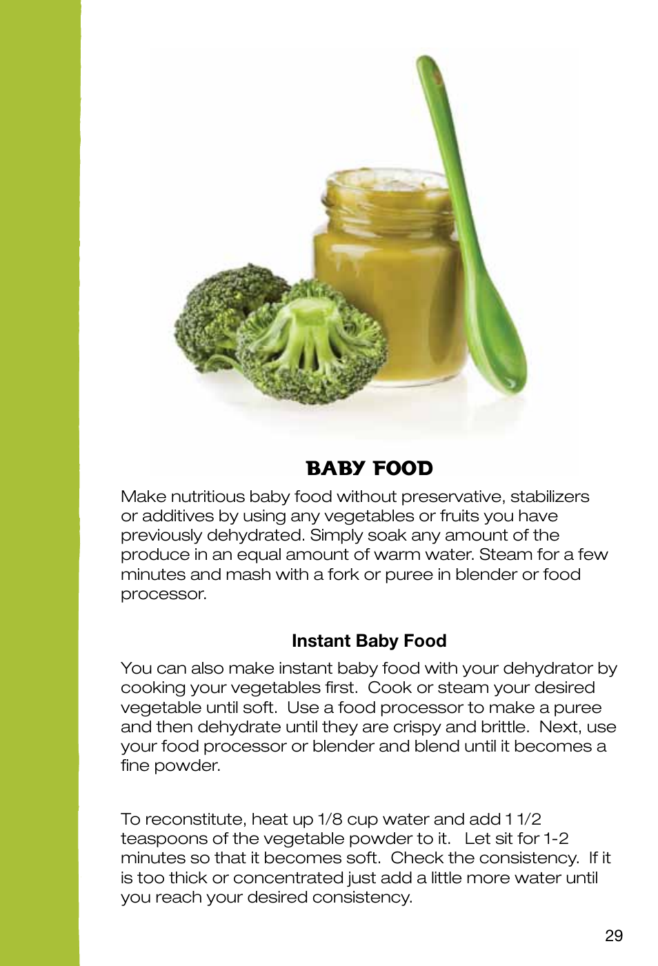Baby food | Ronco EZ-Store 5-Tray Turbo Dehydrator User Manual | Page 31 / 44