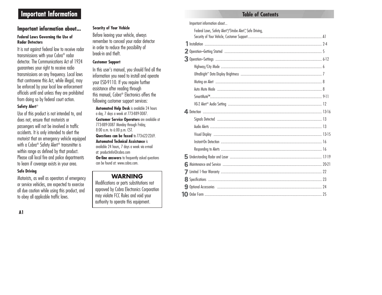 Cobra Electronics ESD-9110 User Manual | Page 3 / 16