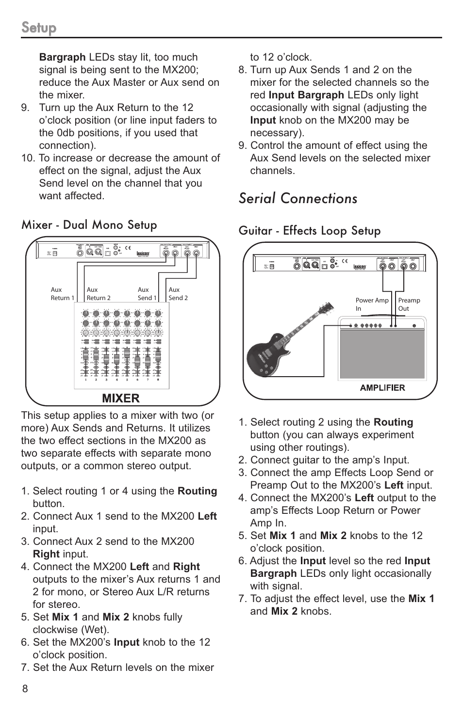 Sseettuupp, Serial connections | Lexicon MX200 User Manual | Page 14 / 48