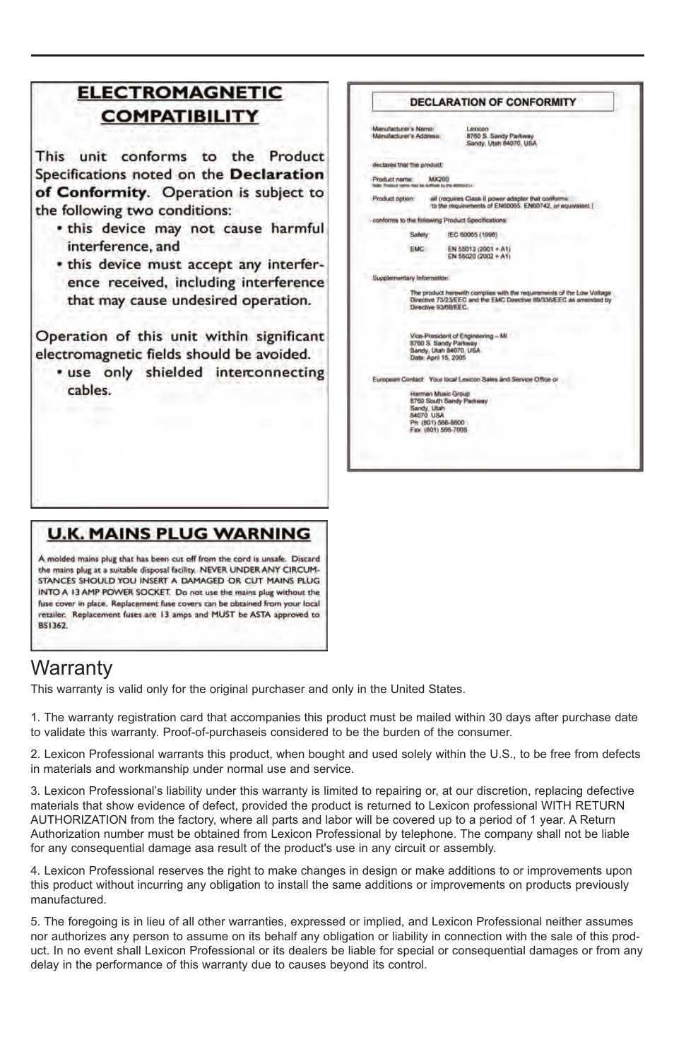 About the mx200, Overview, Warranty | Lexicon MX200 User Manual | Page 3 / 48