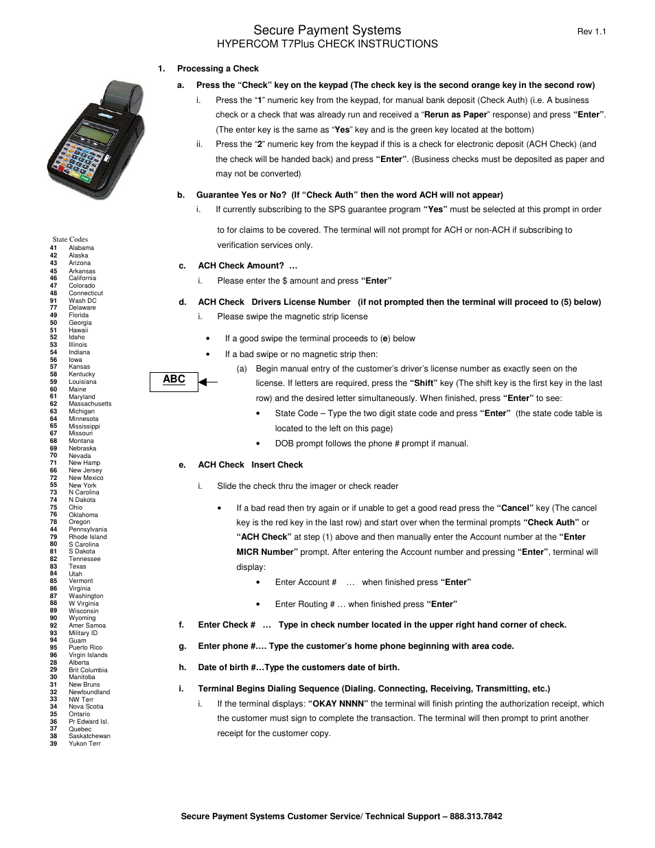 Hypercom T7Plus User Manual | 6 pages