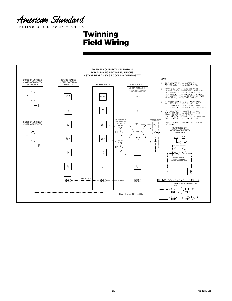 Twinning field wiring | American Standard Freedom 80 User Manual | Page 20 / 24