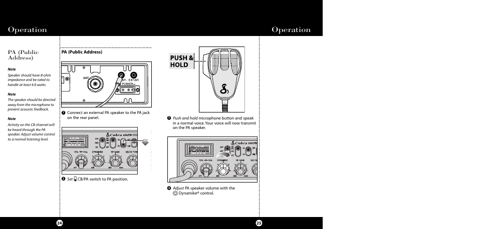 Operation, Pa (public address) | Cobra Electronics 29 LTD SE User Manual | Page 13 / 21