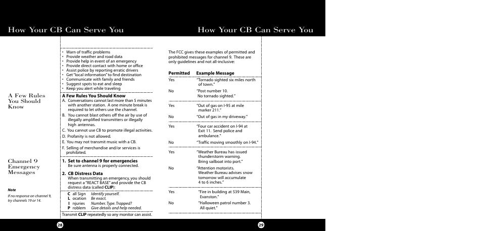 How your cb can serve you, Channel 9 emergency messages, A few rules you should know | Cobra Electronics 29 LTD SE User Manual | Page 15 / 21