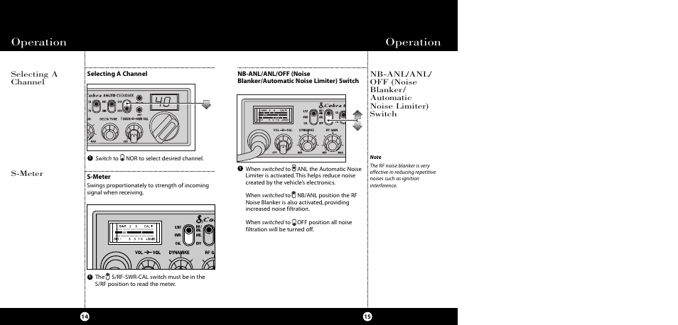 Operation, S-meter, Selecting a channel | Cobra Electronics 29 LTD SE User Manual | Page 8 / 21
