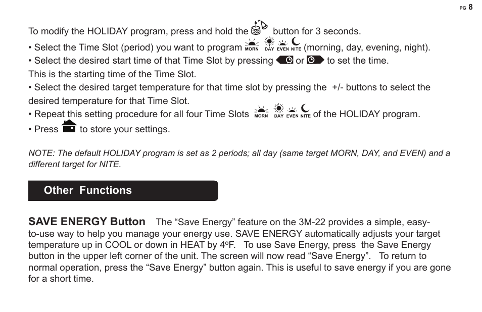 Other functions, Save energy button | 3M 22 User Manual | Page 8 / 9